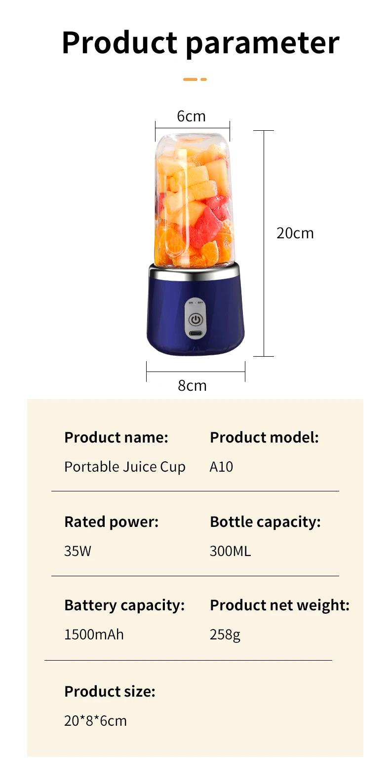 Product Introduction of Portable juicer wireless 6 blades electric blender home juice cup mini blender fruit vegetables quick juicing for travel fitness 41