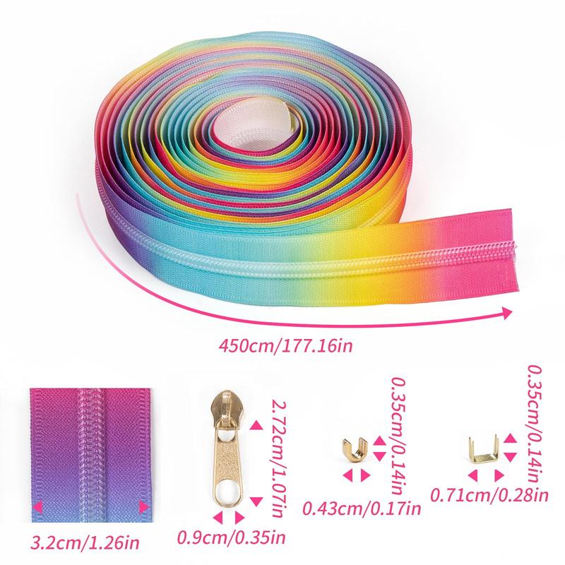 Product Introduction of Colorful Zipper Kit, 1 Set Including No. 5 Nylon Zipper & No. 5 Zipper Sliders & No. 5 Accessories, Diy Sewing Accessories for Clothes, Bags, Coats 1