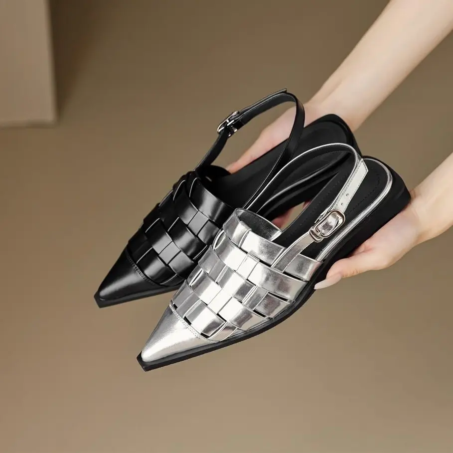 PHÚC MINH Giày Sục Nữ Dây Đan Có  Hậu Phong Cách Mới PHOM RỘNG  Đế Đúc Liền Khối Cao 2,5cm Shoes