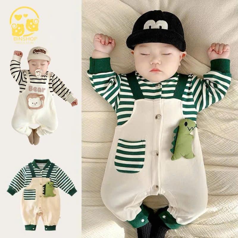 Body Yếm Lót Lông Ấm Áp Cho Bé, Bodysuit cho Bé Trai Bé Gái, Quần Áo Trẻ Em, Bộ Liền Thân Thu Đông từ 0-12M