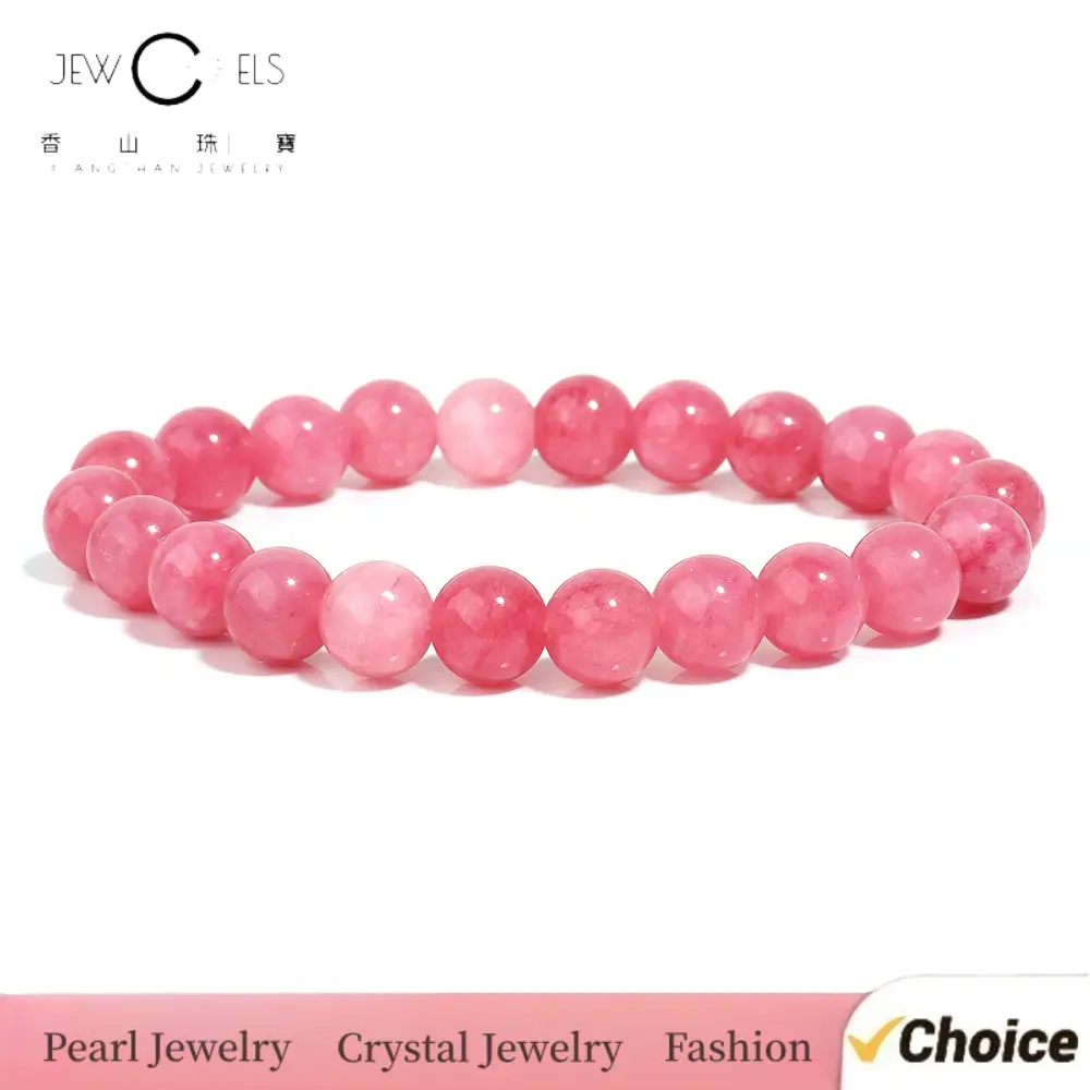 Natural Pink Chalcedony Bracelet for Women - Healing Stone Beaded Jewelry, Yoga & Meditation Gift for Her (Free Shipping)