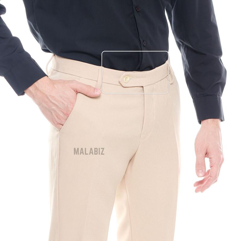 HIDEO - Celana kantor Ultra slim fit  warna Krem Creame Krim malabiz Polos Kain Melar 3