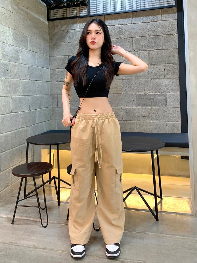 Product Introduction of [Frsud] spinnyhouse free waist cargo pants elastic pocket practical high waist low waist Y2K super slim microfiber pants 18