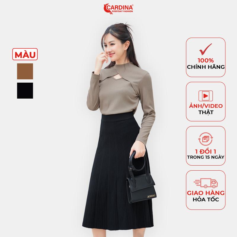  Chân váy len CARDINA công sở dáng dài chất liệu mềm mịn duyên dáng thanh lịch 3CVA06 Nữ Women 