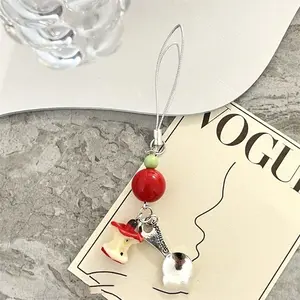 【Tumar】Rantai Telepon Manik Apel Tali Gantungan Kunci Telepon Lucu Dekorasi Tas Gantungan Kunci Pribadi