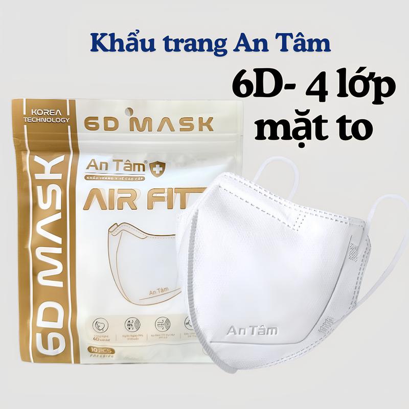 An Tâm Khẩu trang 6D cho mặt to dày 4 lớp combo 100 cái