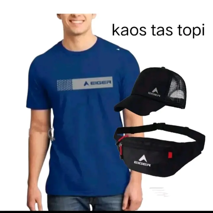 paket 3 in 1 kaos distro,topi tas limited edition bisa COD bahan Katun 2