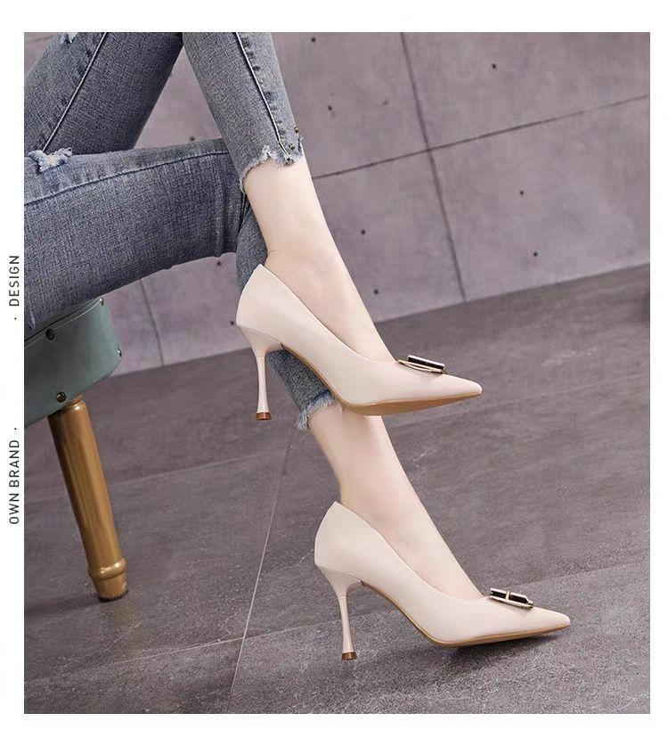 Product Introduction of Giày Giày Cao gót Da Thật Mềm Mại, Dành Cho Nữ, Thời Trang, Mũi Nhọn, Màu Nude, Linh Hoạt, cổ thấp 18