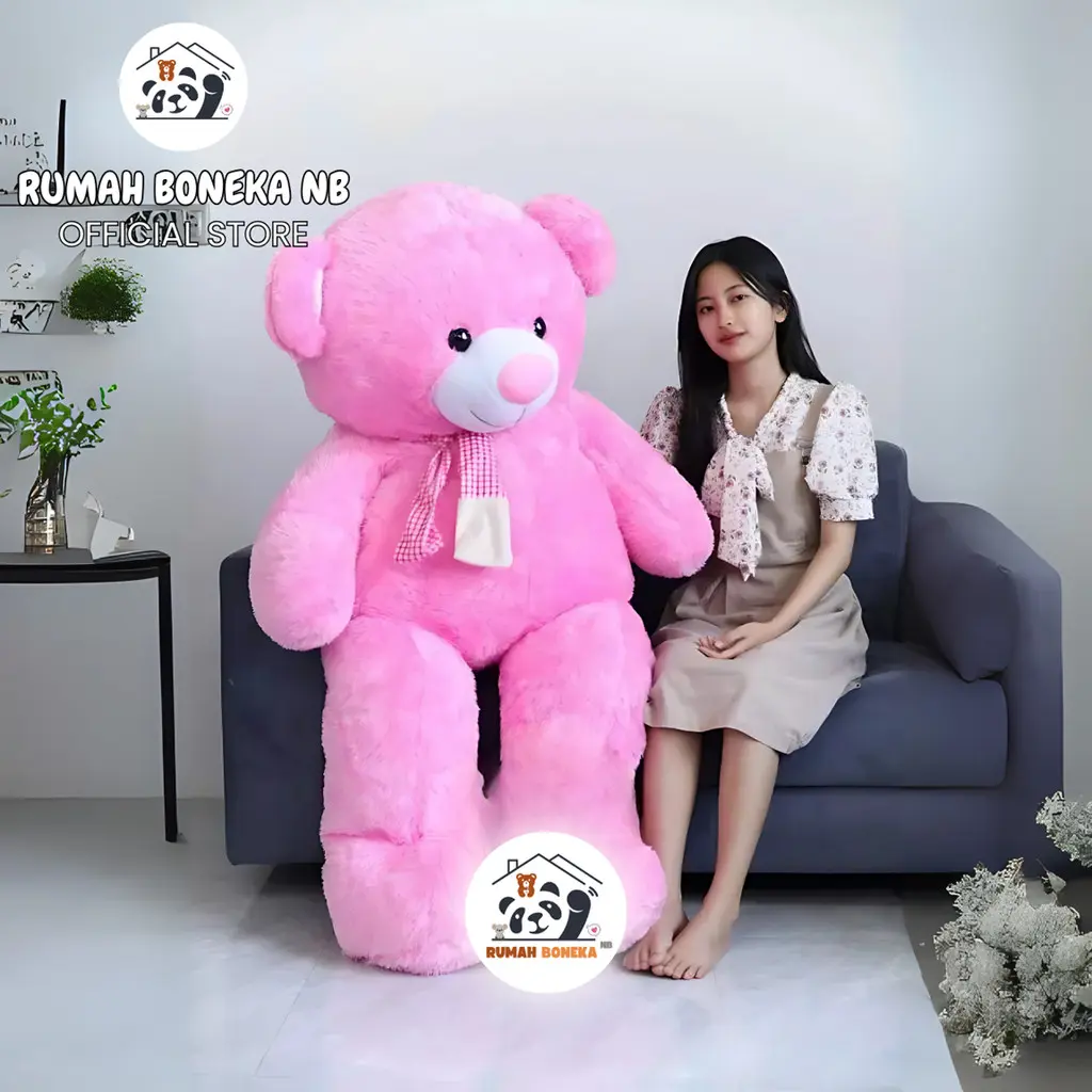 Boneka Teddy Bear Jumbo 1,3 Meter SNI Beruang 1,1 Meter - RASFUR & YELFO Import - Anak, Dewasa