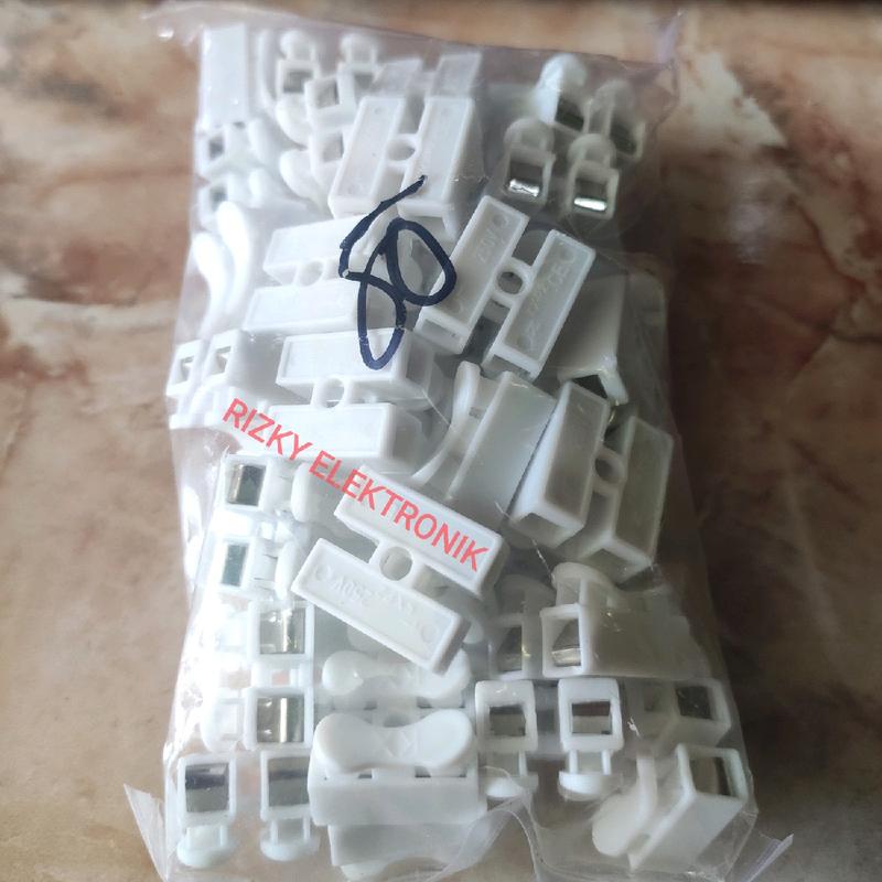 (harga 50pcs) Konektor Sambungan Jepit Capit 2 Pin Lubang Terminal ...