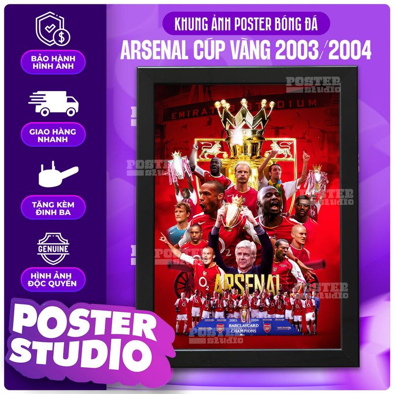  Khung ảnh poster ARSENAL CUP VÀNG ngoại hạng anh gồm 2 kích thước để bàn A5  18cm x 24cm  treo tường A4  24cm x 35cm  Decor Decor Phòng 