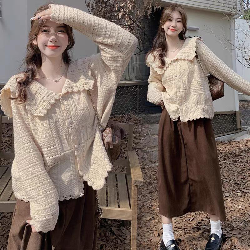 HÀNG QC Áo len kiểu nữ tiểu thư chất dệt kim cúc bọc khoác cardigan form rộng thu đông Hàn Quốc KOZODA Women AC92