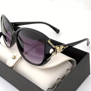 Kính Thời Trang, Hình Tròn, Dành Cho Nữ, Ống Kính Gradient, Trang Trí Hình Cáo Kim Loại, Phong Cách Thường Ngày Và Ngoài Trời, Thích Hợp Để Đi Du Lịch Và Bãi Biển Women Chống Nắng