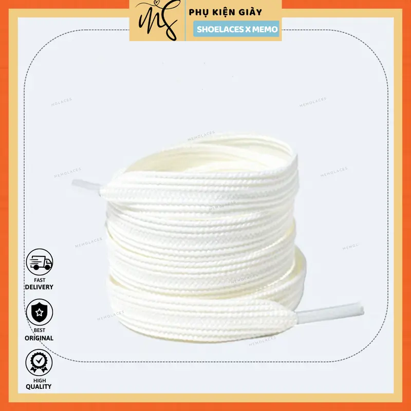 Dây giày dành cho giày thể thao màu đen, trắng, be kem MLBA 120cm 6