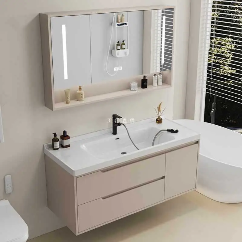 {SG Sales}Vanity Cabinet Bathroom Cabinet Combination Bathroom Light Luxury Smart Whole Washbin Custom Hand Washing Bathroom Cabinet Washstand Vanity Cabinet Bathroom Mirror Wash Basin Toilet