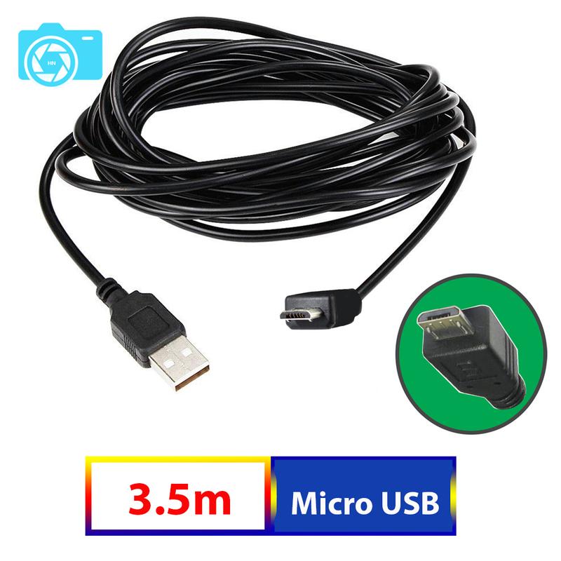  Dây cấp nguồn cho camera hành trình Chân Micro USB Dài 3.5m Có thể sạc cho điện thoại 