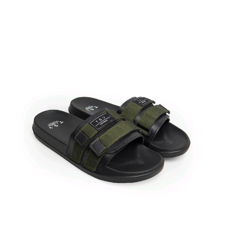 TSV FOOTWEAR Sandal cowok slip on Slade TSV sandal black grenn andromega 39-43 sendal pria Sandal Hitam Karet 4