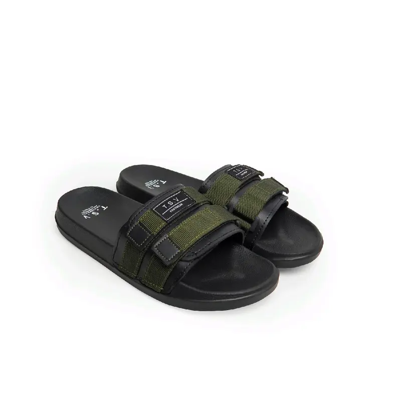 TSV FOOTWEAR Sandal cowok slip on Slade TSV sandal black grenn andromega 39-43 sendal pria Sandal Hitam Karet 4
