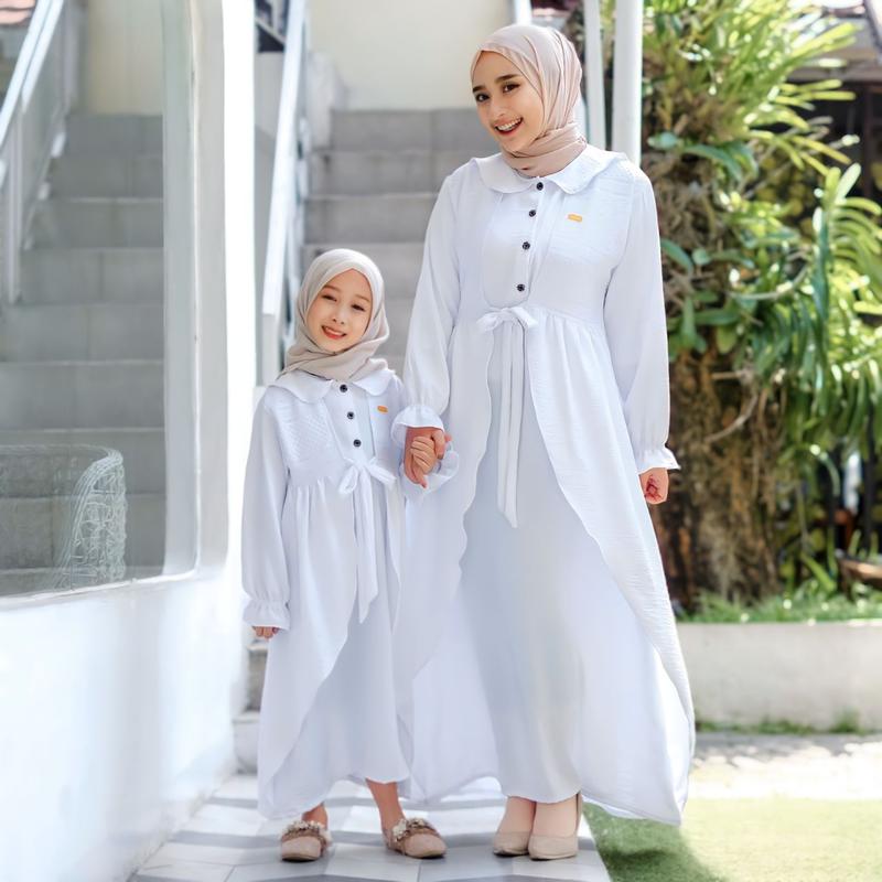 Inara Dress Couple Ibu & Anak - Terbaru - Termurah - Couple - Baju Gamis - Baju Anak - Crinkle - Brokat 8