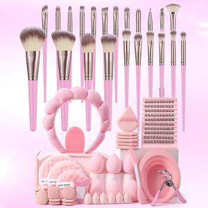 Makeup Tool Set, 62pcs/set Makeup Brush & Sponge & Puff & Cleansing Tool & Tweezers & Eyelash Curler & Mask Brush, etc, for Women and Girls