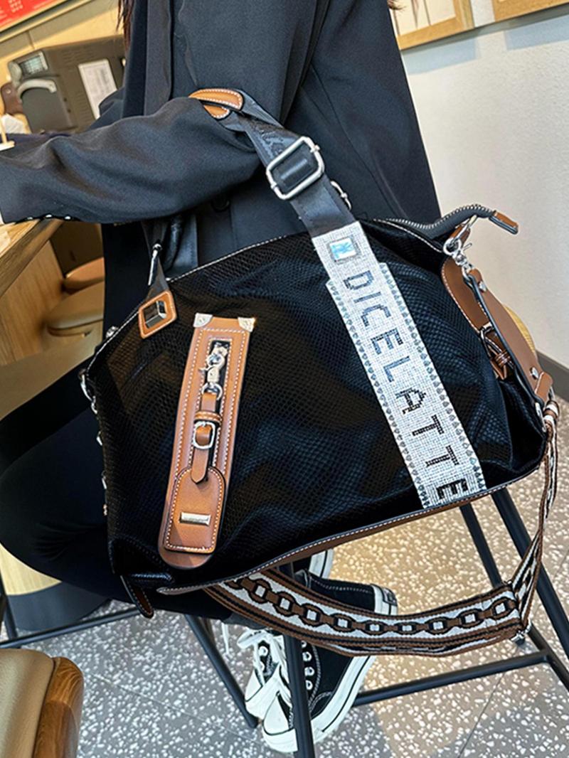 Product Introduction of Women's Street Trend Y2k Zipper Decor Handbag, Trendy Large Capacity Crossbody Bag, Chic All-match Crossbody Bag for Daily & Travel Use 3