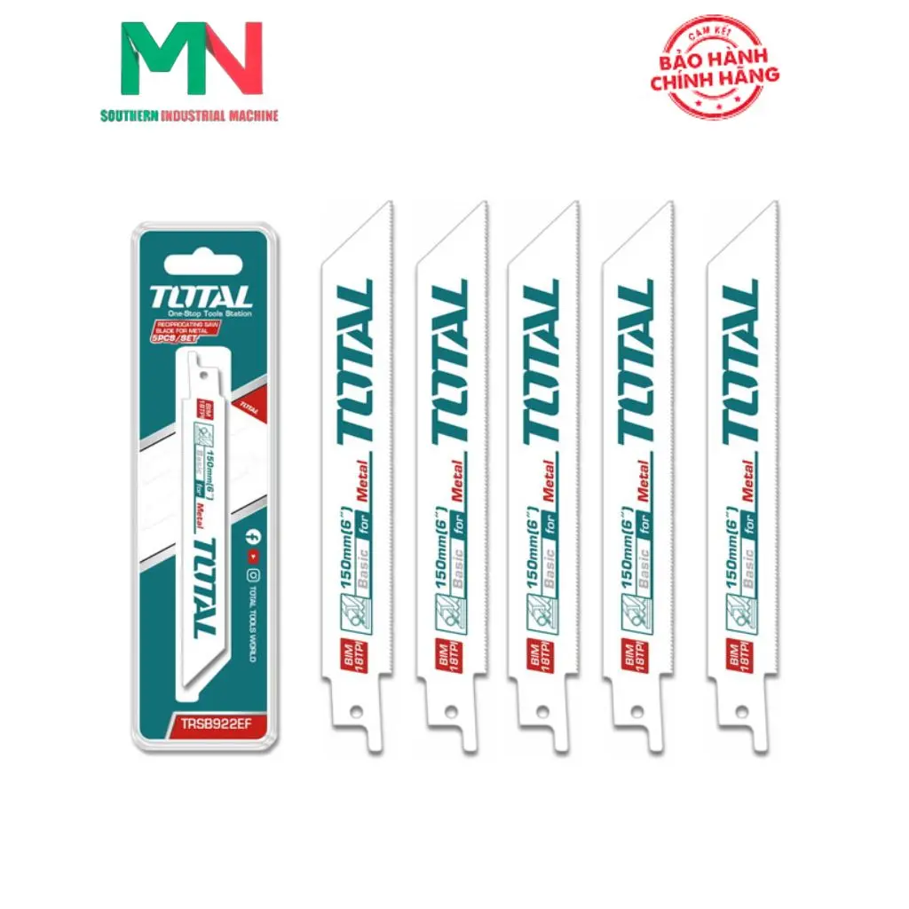 Bộ 5 lưỡi cưa kiếm 150mm cắt kim loại TOTAL TRSB922EF
