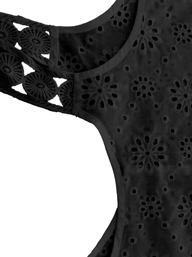 Product Introduction of 【Plus Size】 Solid Hollow Out Tank Top, Casual Sleeveless Knitwear for Summer, Women's Plus Clothing for Daily Wear, Womenswear 8