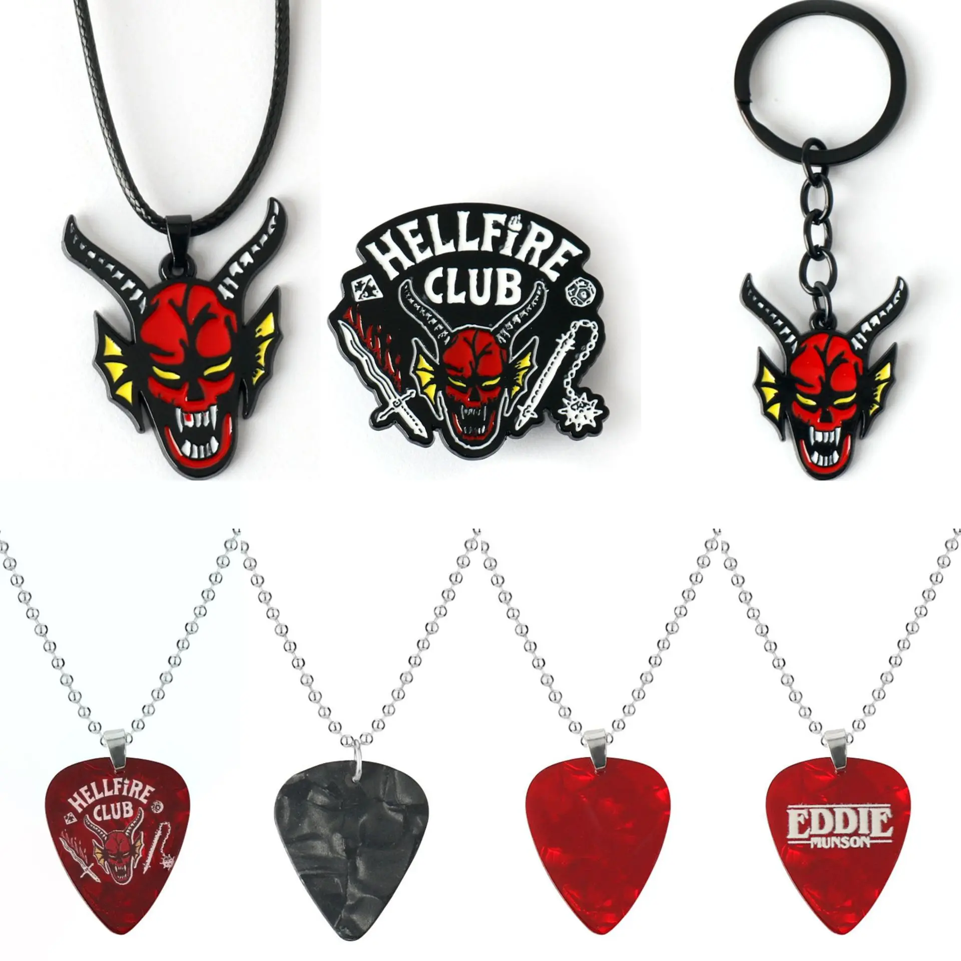 Stranger Things Keychain Necklace Monster Head Hellfire Club Brooch