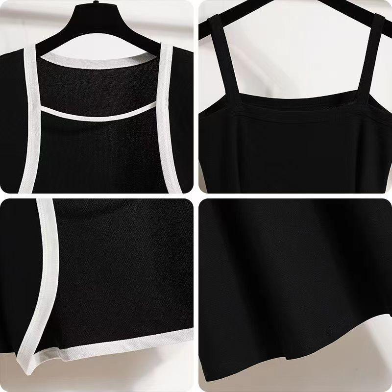 Product Introduction of Quần Áo Nữ Ngoại Cỡ Bộ Đồ Hai Mảnh, Váy Hai Dây Bó Sát Dễ Phối Đồ Áo Cardigan, Thích Hợp Cho Cô Gái Béo, Mùa Xuân Mới, Năm Phát Hành 2024 Women Top 10