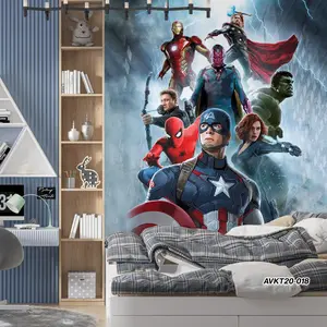 Wallpaper Dinding Custom 3d | Kamar Anak | Motif Kids Avengers Marvel Transformers Bumblebee | Wall Sticker Dinding | Stiker Kaca | Wall Banner