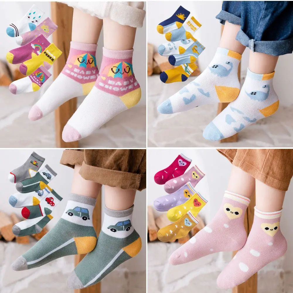 5 Pairs New Fashion Soft Cotton Autumn Spring Casual Kids Socks Winter Warm Short Ankle Socks Cute Cartoon