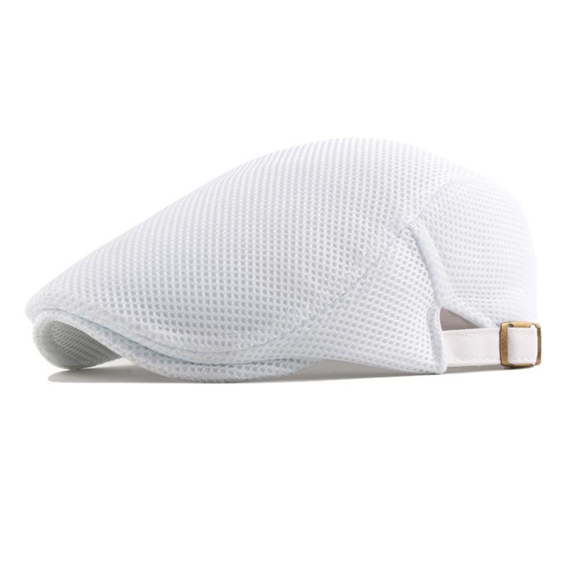Product Introduction of Hollow mesh breathable visor beret solid color peaked cap 11