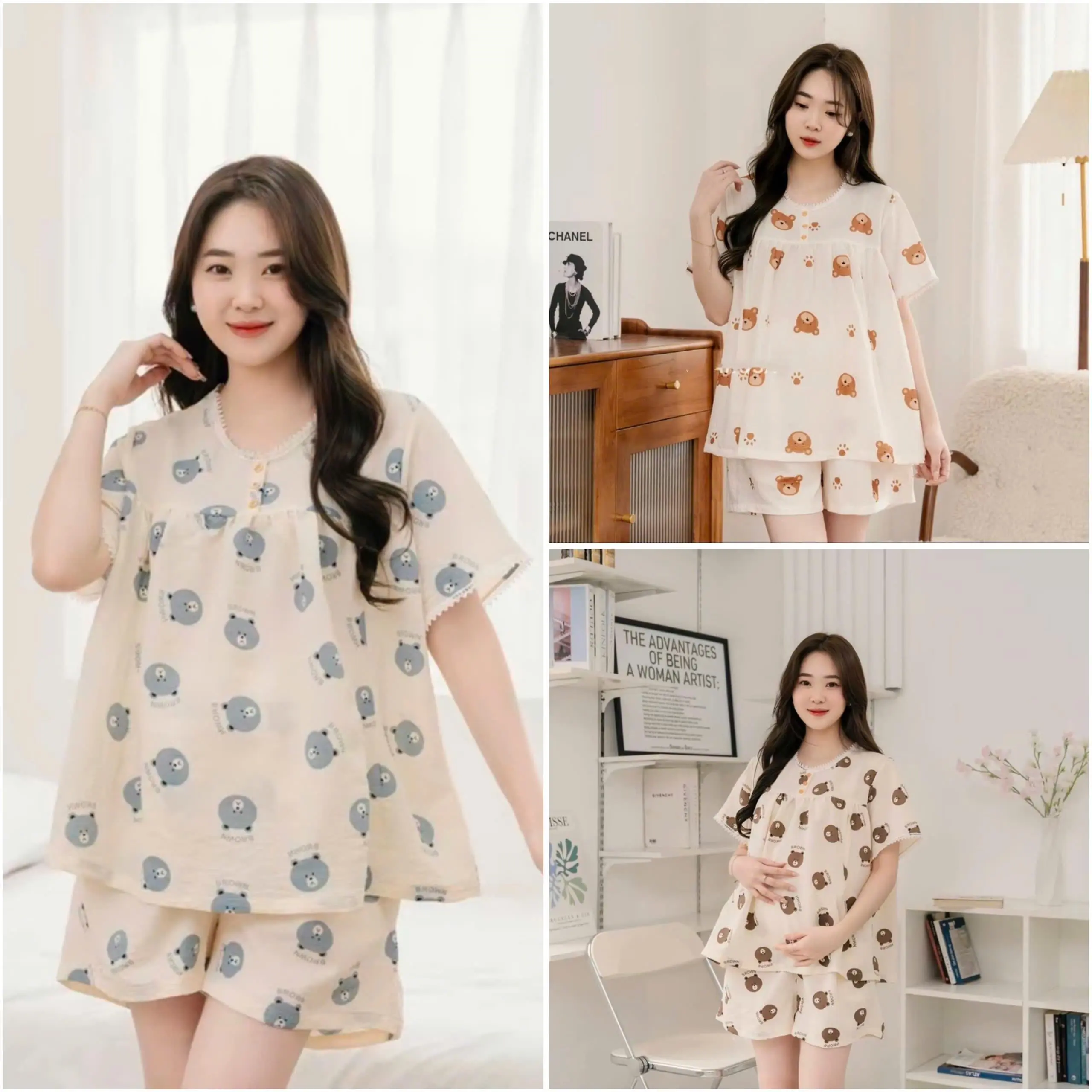 [Hàng mới về] Đồ bộ bầu+ sau sinh có khóa kéo cho bé tutu họa tiết dễ thương chất mềm mát