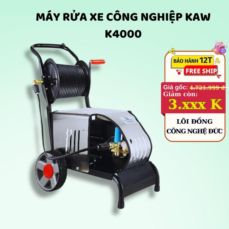 KAW Máy Rửa Xe Bán Công Nghiệp K4000, Áp Lực Cao, Dây Dài 20m Động Cơ Đồng, Chống giật an toàn - Bảo Hành 12 tháng Lau Xe máy  rửa