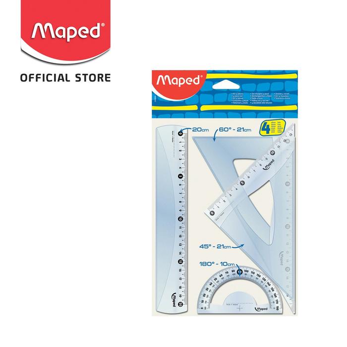 Gambar Maped Penggaris Essentials Medium set - 4 pcs - Spesifikasi dari Maped Store Kota Administrasi Jakarta Timur Tokopedia