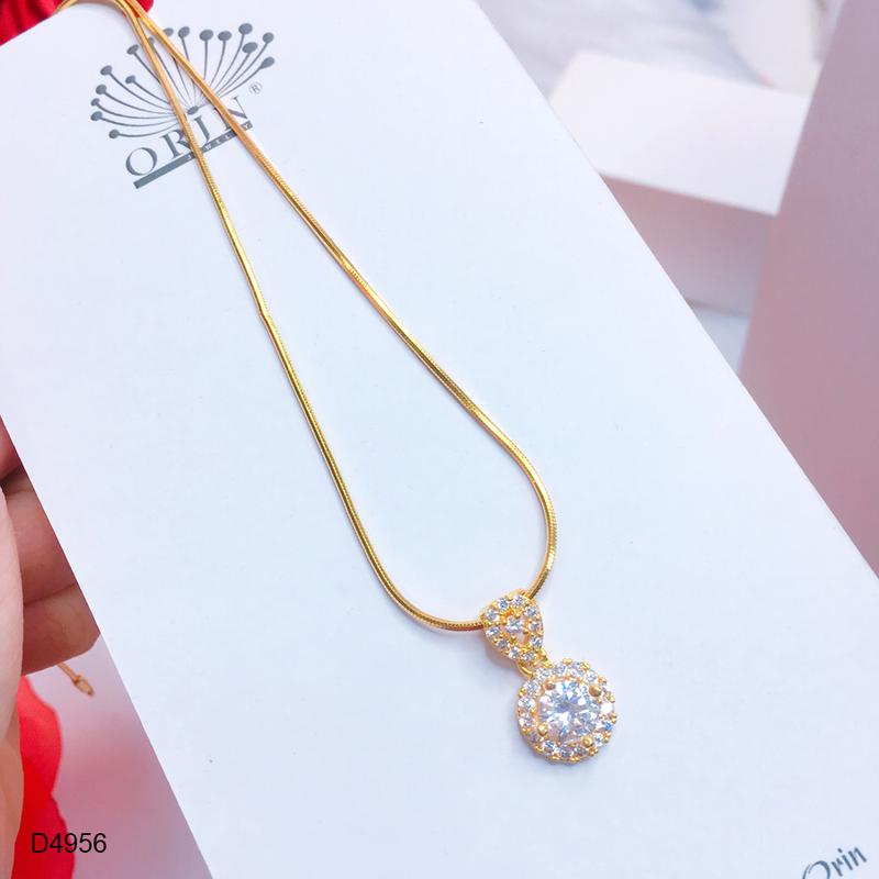 Dây chuyền nữ dạng mì mặt tròn đính đá thiết kế cao cấp Orin D4956 1