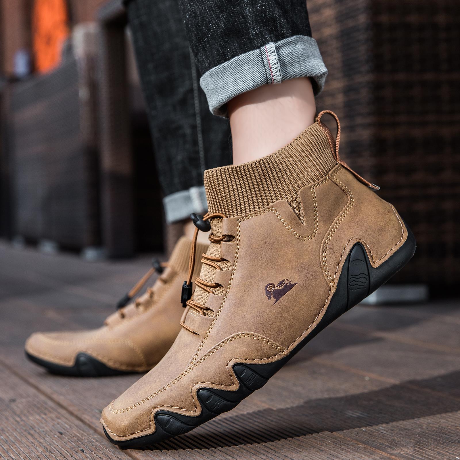 Prelesty Sepatu Martin Boots Pria Tinggi Kulit Asli Original Formal Footwear Cowok Dewasa High Top Kerja Karet Lentur Keren 345