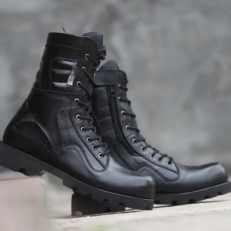 sepatu PDL laras bahan kulit sapi asli safety ujung besi out sol radial,out sol army 1