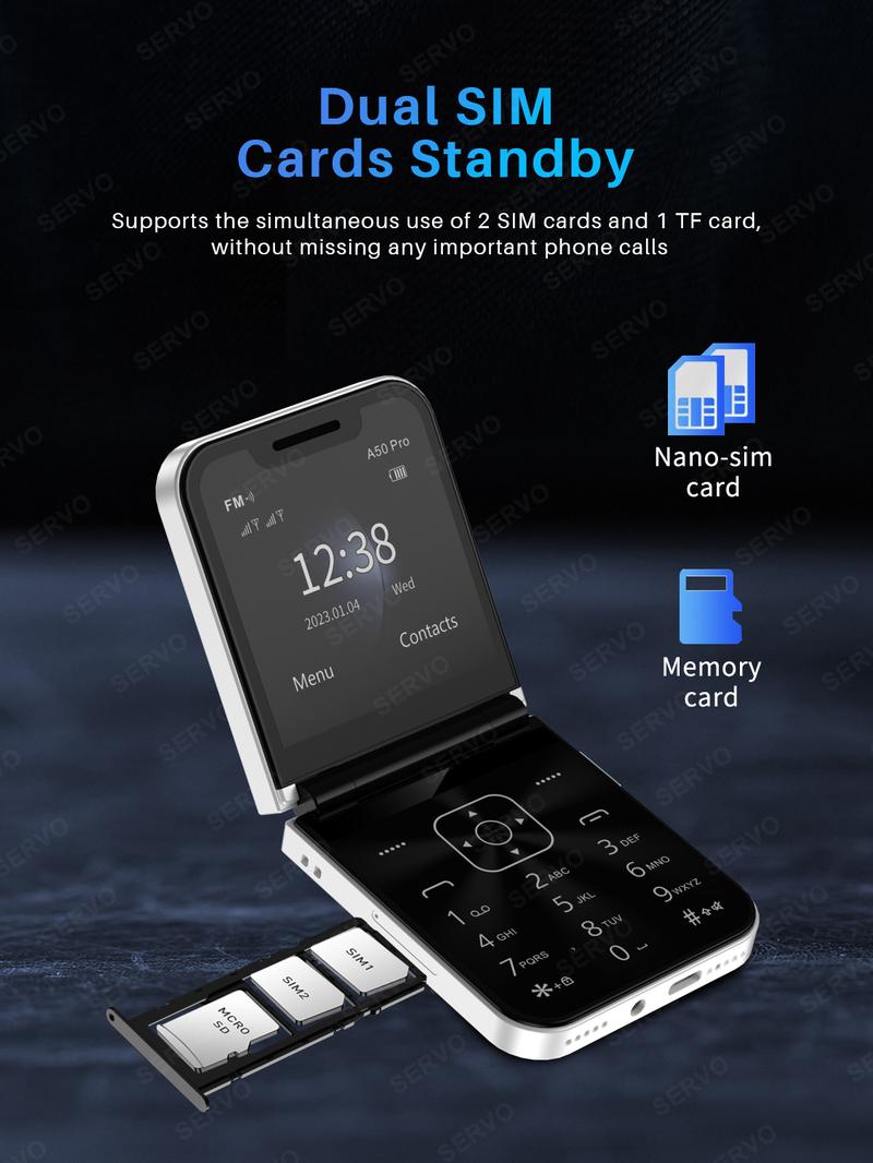 Product Introduction of Điện Thoại Lật, SERVO A50 Pro, Thẻ SIM Kép GSM, Đèn Pin Điện, Ghi Âm Cuộc Gọi Tự Động, Màn Hình 2.4 Inch, Có Thể Gập Lại, Tương Thích Type-C, Điện Thoại Di Động 69