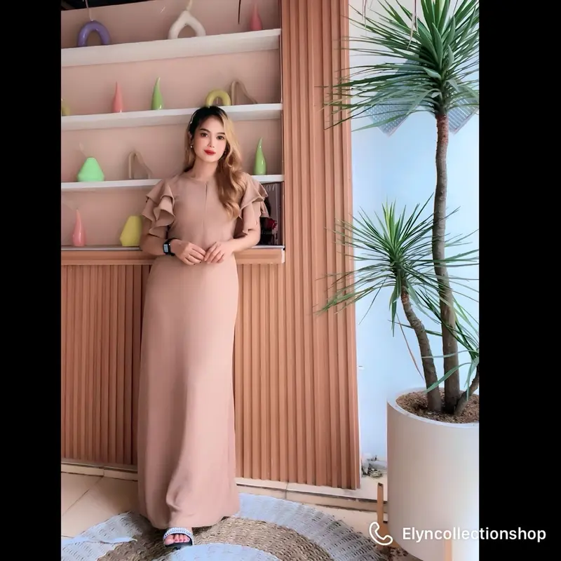 Moza Dress By ElinCollection |bahan crincle airflow | Slim-fitting Polos Liburan 1