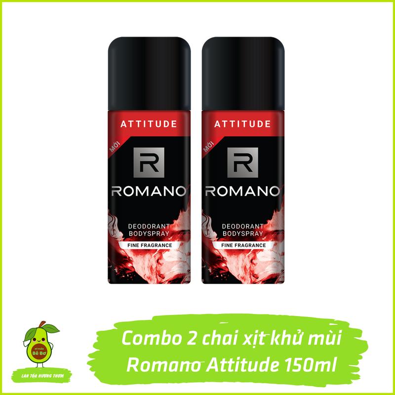 Combo 2 chai xịt khử mùi Romano Attitude 150ml - Xịt ngăn mùi toàn thân hương nước hoa kháng khuẩn ngăn mồ hôi nách
