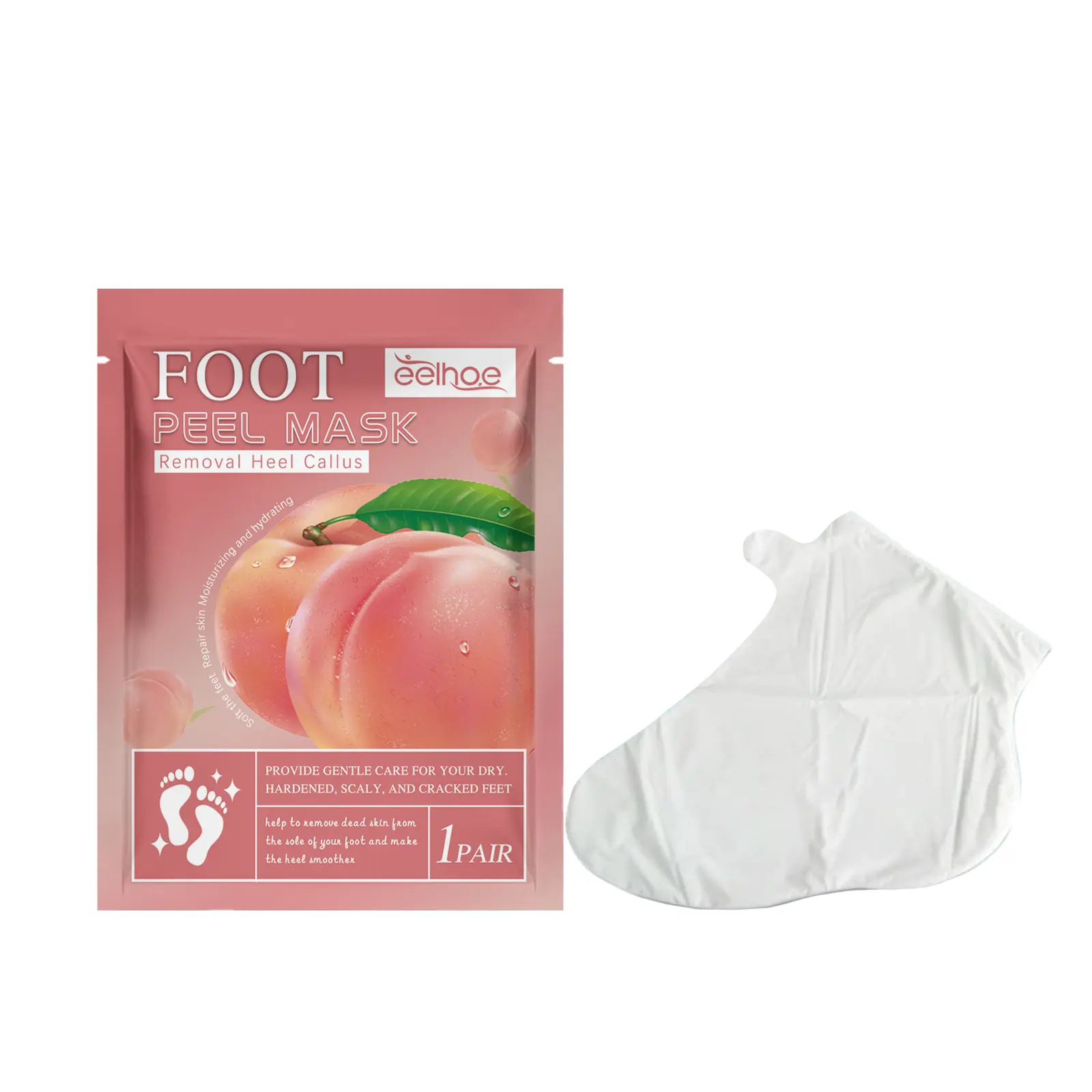 Masker Kaki Persik untuk Kaki Kering dan Pecah-Pecah, Pengelupas Kulit, Penghalus Kulit, Penghilang Kapalan, Perawatan Kaki