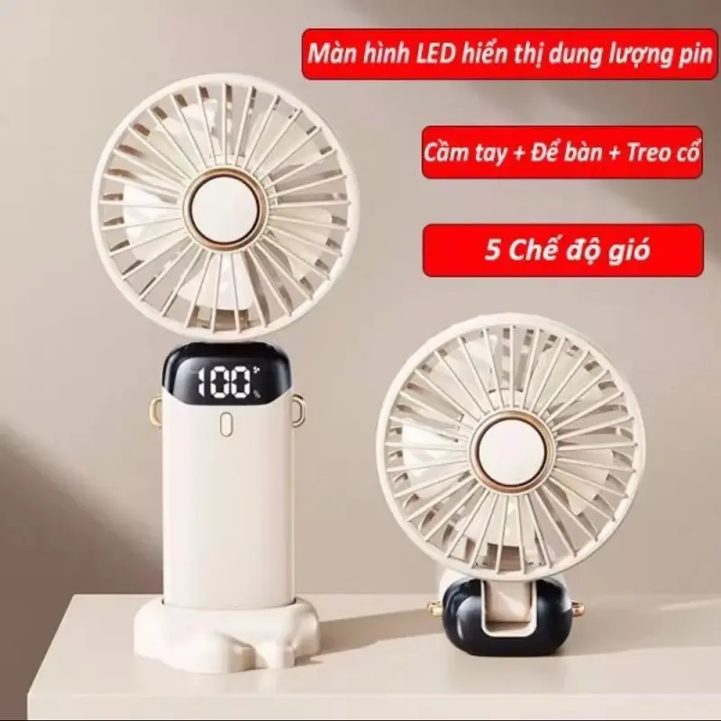 [Giá Sỉ] Quạt mini cầm tay để bàn tích điện, 5 chế độ, phù hợp nhân viên văn phòng ,trẻ nhỏ học sinh sinh viên. Bảo hành 12 tháng. Lỗi 1 đổi 1 gió