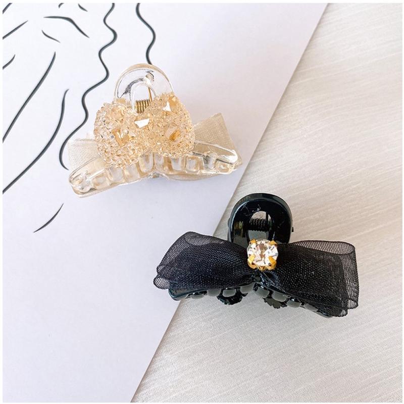  Kẹp Cài Tóc phồng mái càng cua mini nơ đính hạt lấp lánh sang trọng Voan thời trang Tatitava Voi Women Nữ 