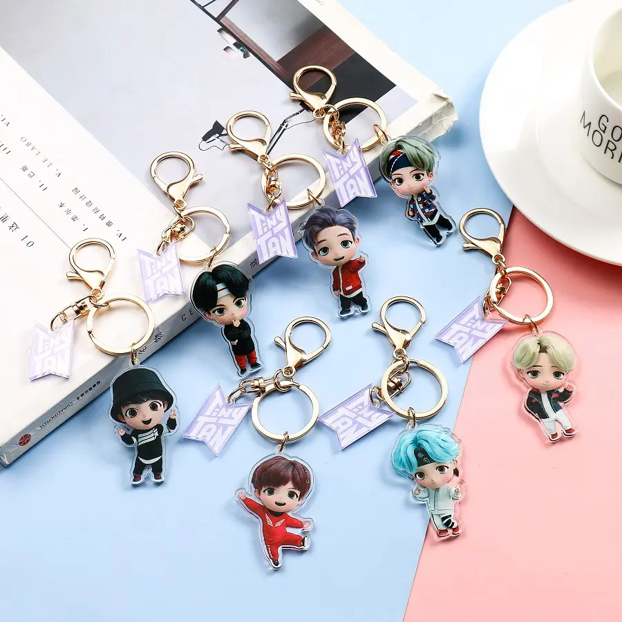 1Pcs/set Korea BT21 Keychain Acrylic Tiny TAN Characters Jimin Jin Suga Pendant For Adult Girls Festival Gift