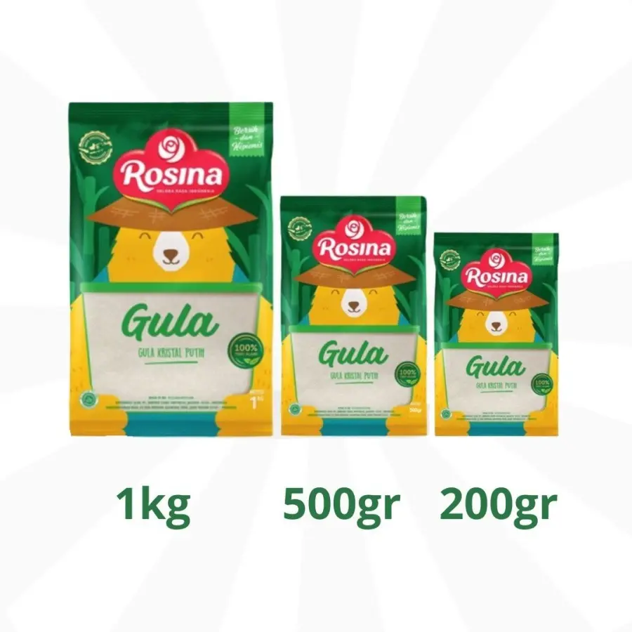 Gula Pasir putih Rosina 200gr / 500gr plastik tebal