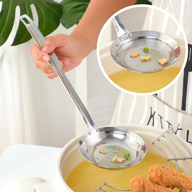 Bộ Lọc Muỗng Bằng Thép Không Gỉ, 1 Cái, Lưới Lọc Dầu, Muỗng Nhà Bếp, Muỗng Xốp Dầu Tròn, Dụng Cụ Lọc Mạng 1
