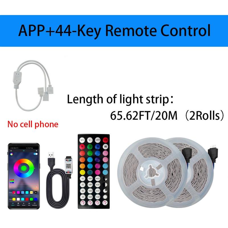 RGB LED Lights Bar, Smart App Control LED Light Strips with 44-Key Remote Control, TV & PC Backlighting LED Light for Bedroom, Living Room, Kitchen, Gaming Decorative Night Light, Home Gadgets, Christmas Decorations Gadgets 7