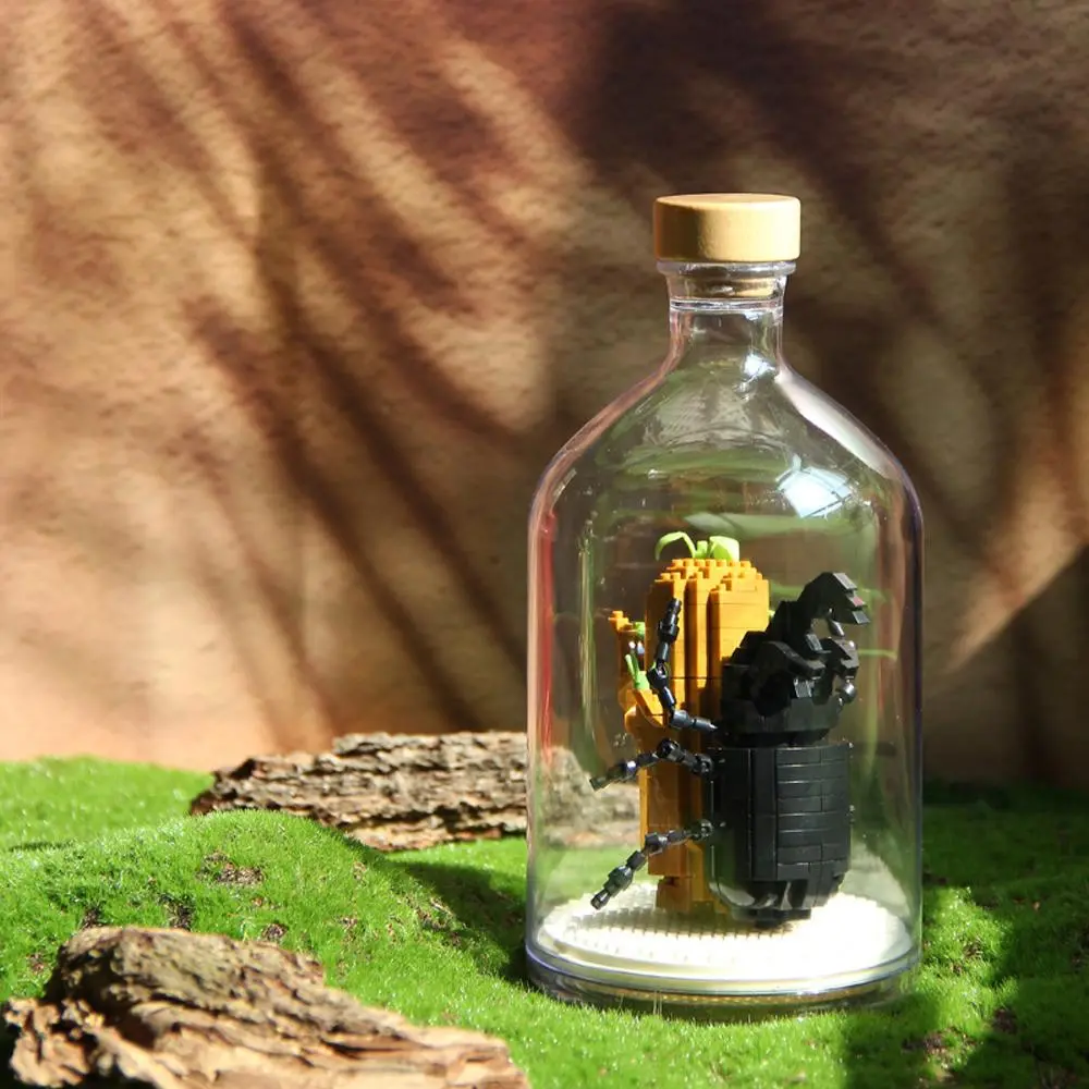 Insect Collection Building Blocks With Glass Display Bottle, 1 Set Creative Home Decor Building Toy, Birthday Gift For Boys And Girls, Gift for Her, Men's Gift