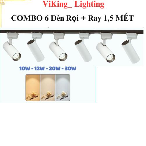 COMBO 6 Đèn Rọi Ray COB 10W 20W 30W 40W kèm Thanh Ray 1,5 Mét  Đèn Rọi Ống Bơ Đèn Led Đèn Soi Tranh Trang Trí Decor Chiếu Sáng Shop Quần Áo Quán Cà Phê